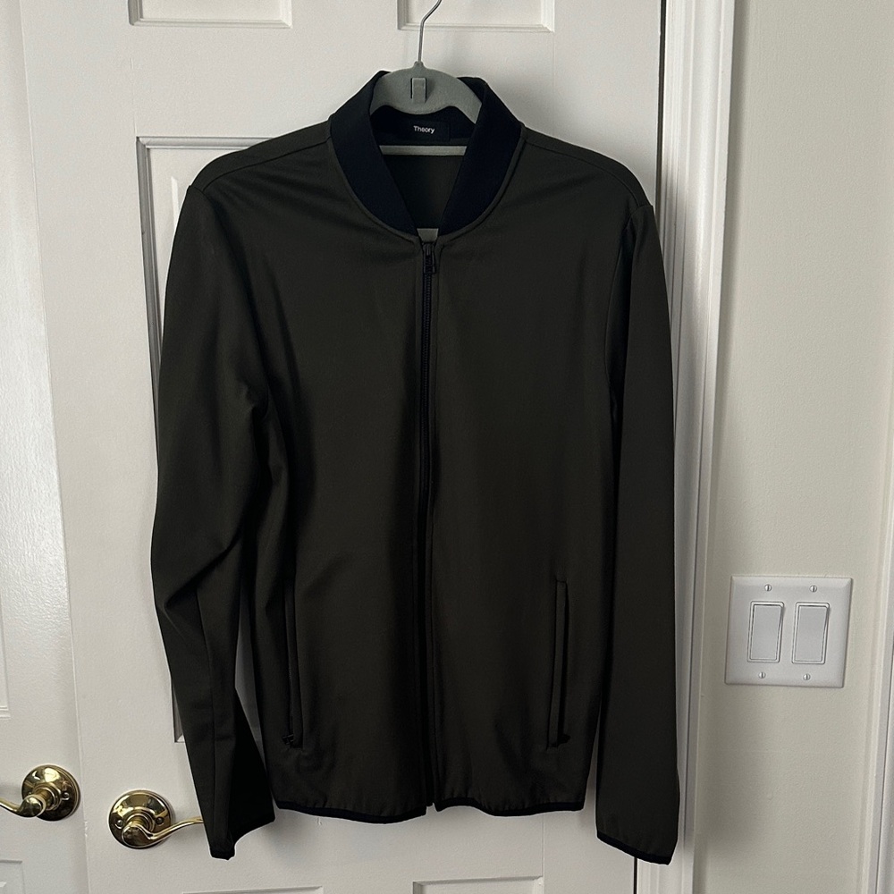 Theory Dark Olive Bomber Jacket